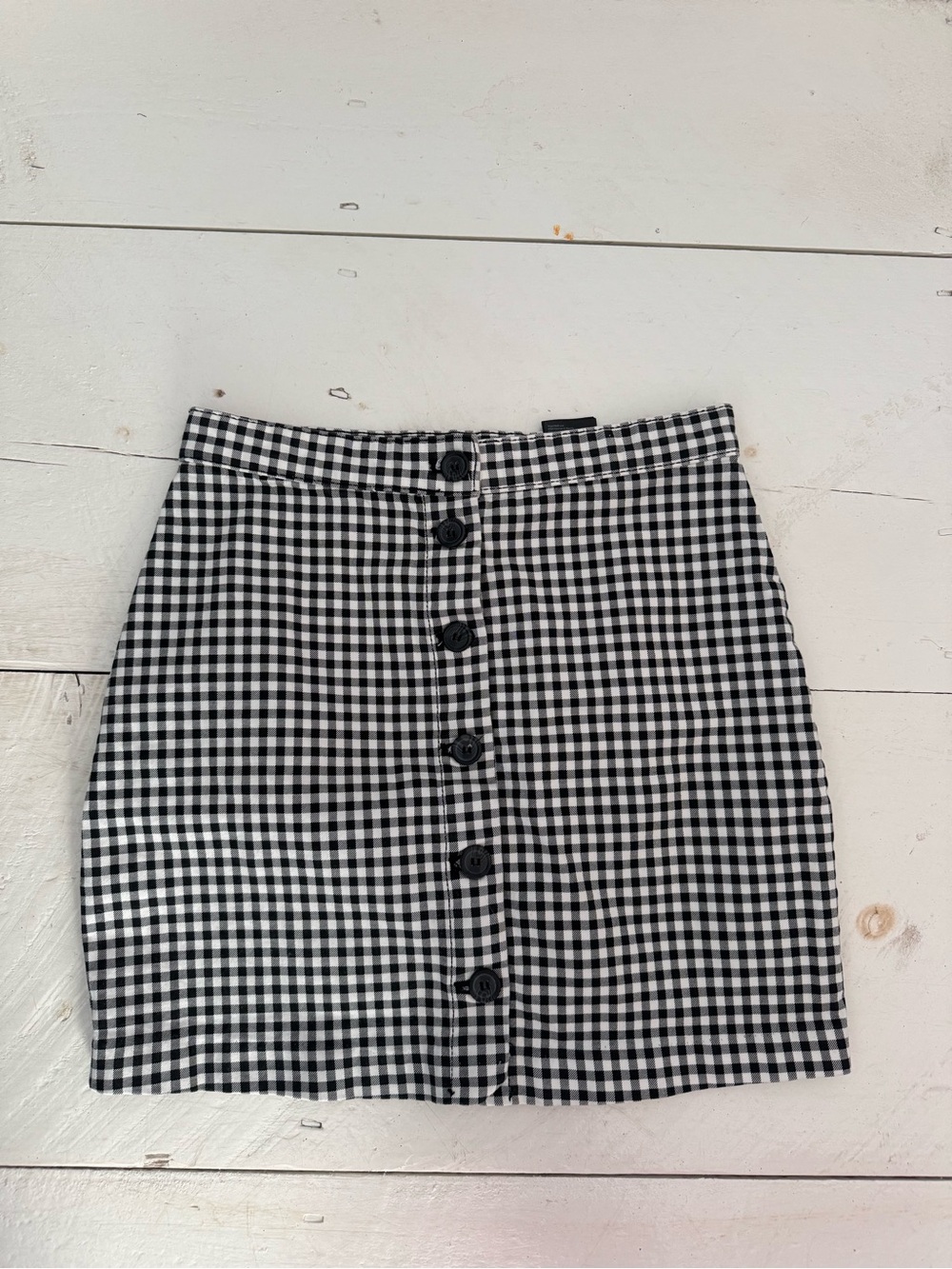 Divided Black & White Gingham Button-Front Mini Skirt